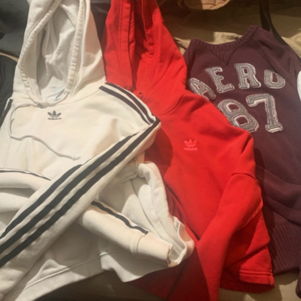 Adidas and AERO Hoodie Bundle - White, Red, Purple